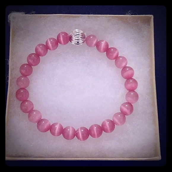Spring Pink Cat Eye Stone Bracelet - Picture 1 of 8